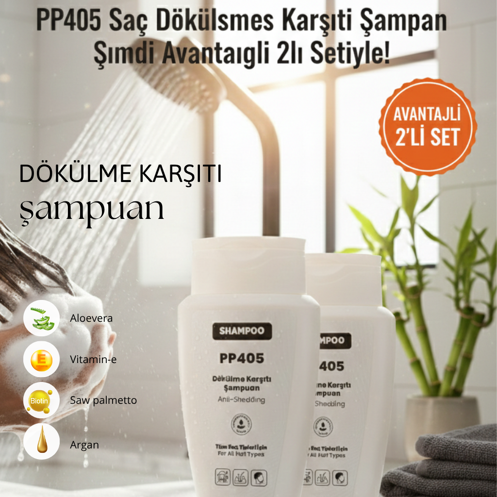 pp405 Saç Dökülmesi Karşıtı Şampuan - Kadın- Erkek- Avantajlı 2 li set
